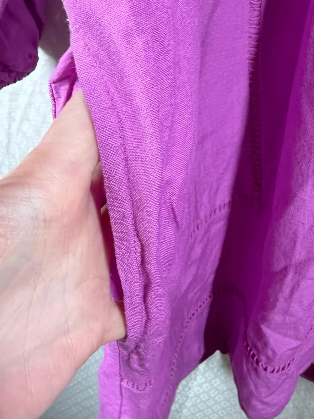 Loft‎ Pink Linen Blend Long Puff Sleeve Dress